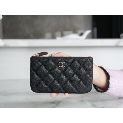 샤넬 Chanel Classic Small Zipped Pouch Black gold 15cm