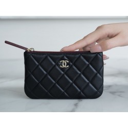 샤넬 Chanel Classic Small Zipped Pouch Black gold 15cm