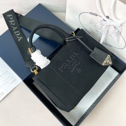 프라다 Prada 1BA378 코튼 캔버스 미니 핸드백 22cm