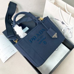 프라다 Prada 1BG464 스몰 코튼 캔버스 핸드백 26cm