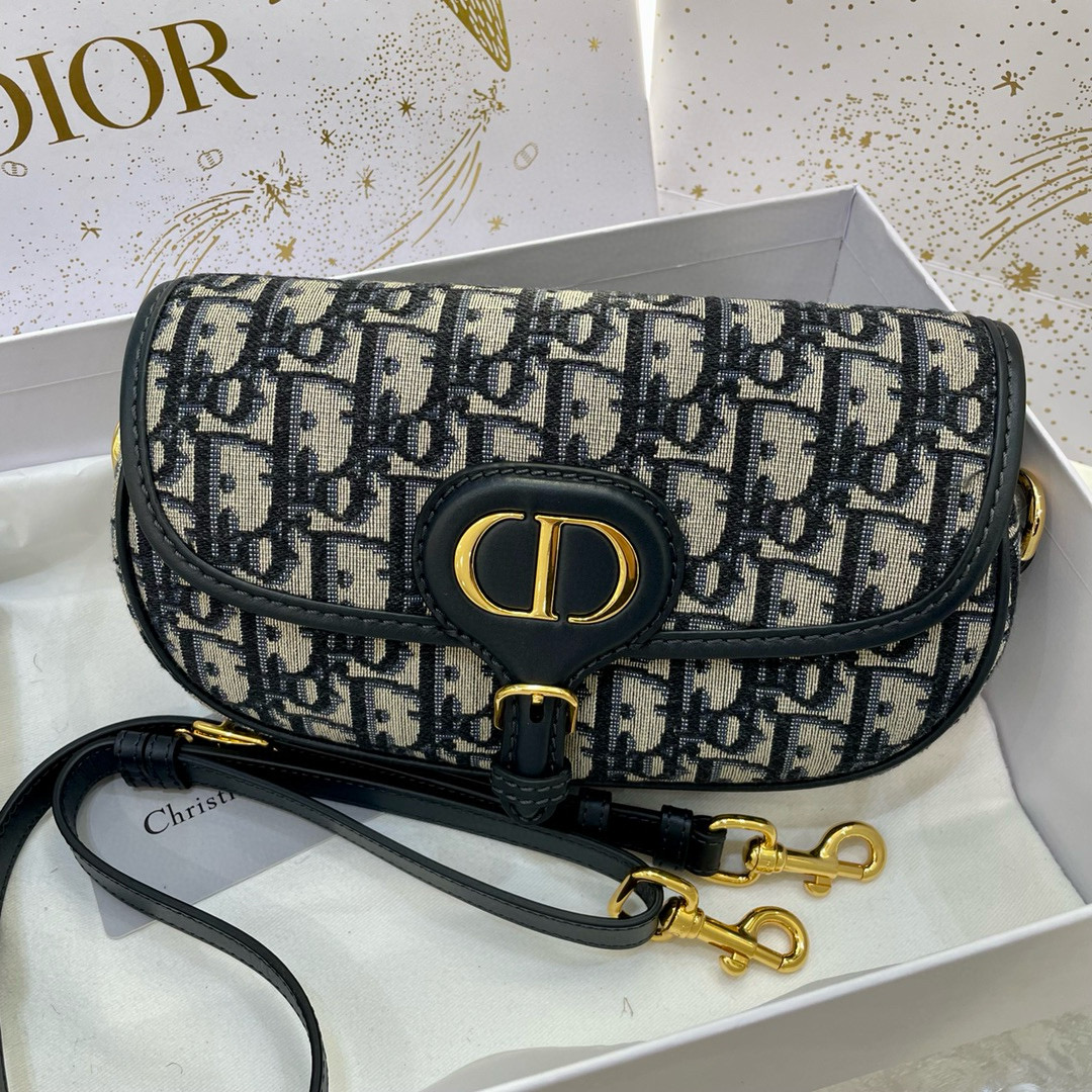 디올 Dior Medium Bobby Bag Oblique Jacquard Blue 21cm