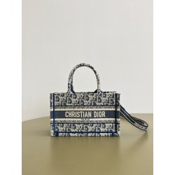 디올 Dior Mini Dior Book Tote Oblique Jacquard Light Blue 21.5cm