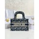 디올 Dior Mini Dior Book Tote Oblique Jacquard Blue 22.5cm