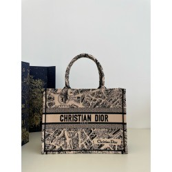 디올 Dior Medium Dior Book Tote Apricot Plan de Paris Embroidery 36.5cm