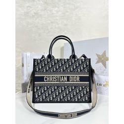 디올 Dior Medium Dior Book Tote Oblique Jacquard Blue 36.5cm