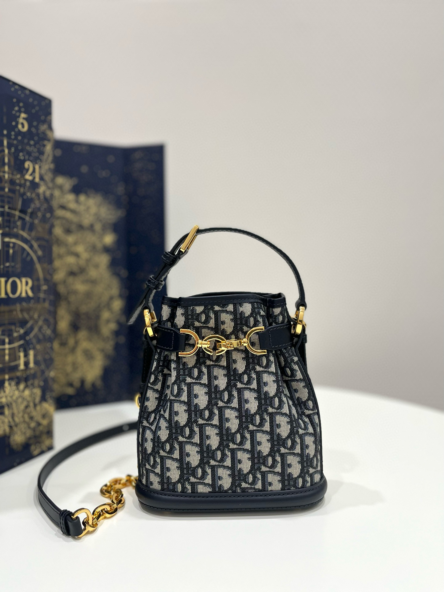 디올 Dior Small C'est Dior Bag Oblique Jacquard Blue 17cm