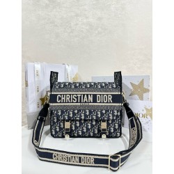 디올 Dior Large Diorcamp Bag Oblique Jacquard Blue 28cm