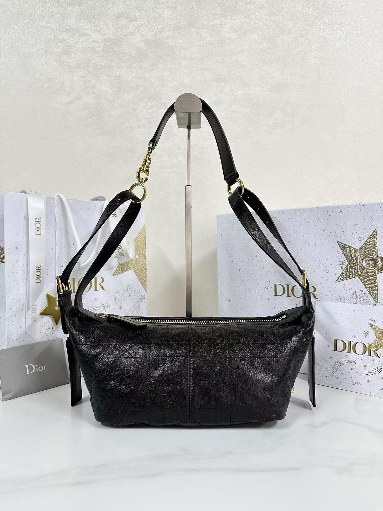 디올 Dior Small D-Journey Bag Black 25.5cm