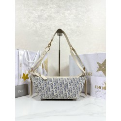 디올 Dior Small D-Journey Bag Blue Oblique Chambray 25.5cm