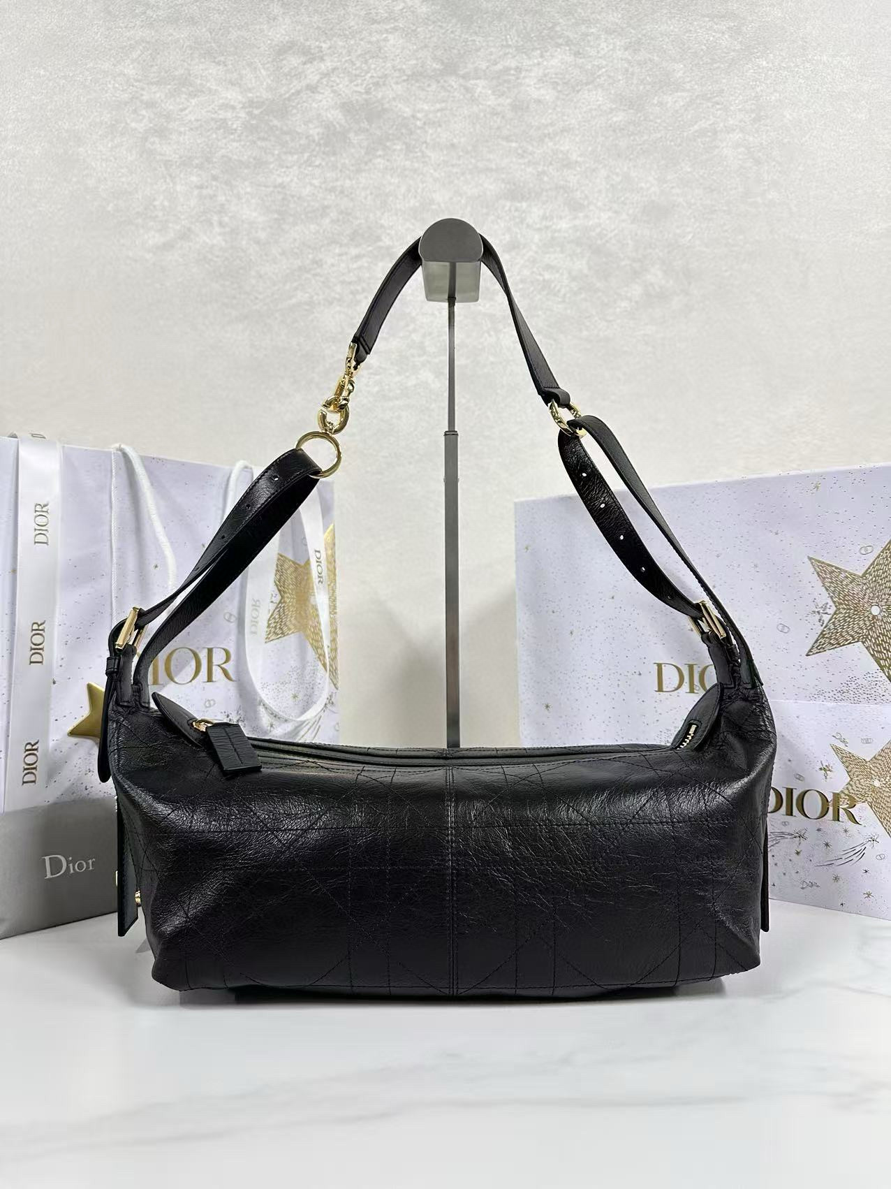 디올 Dior Medium D-Journey Bag Black 33cm