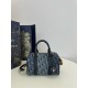 디올 Dior Groove 20 Bag Blue Denim Oblique Jacquard 20.5cm