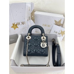 디올 Dior Mini Lady Dior Bag Blue 17cm