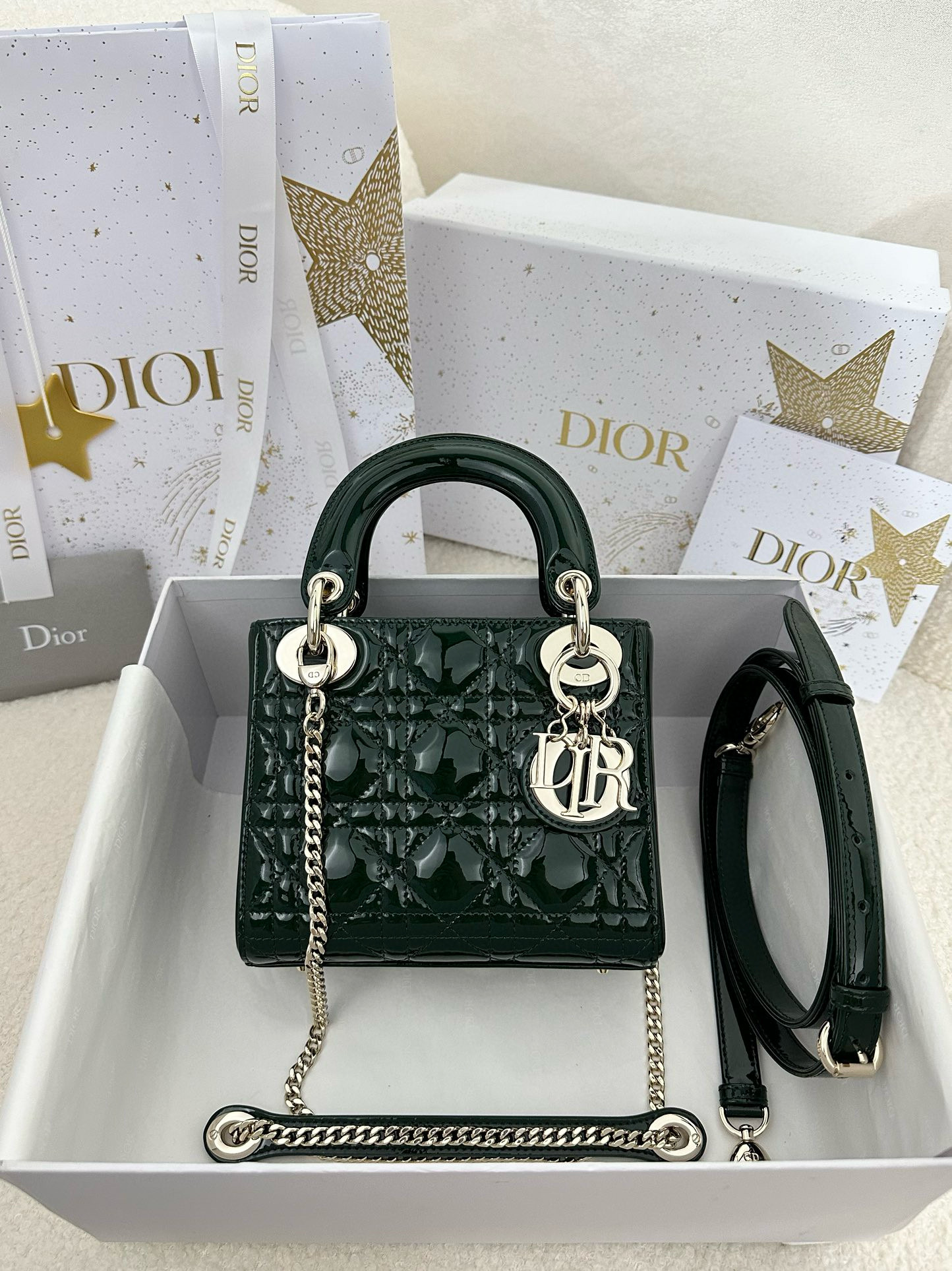 디올 Dior Mini Lady Dior Bag green 17cm