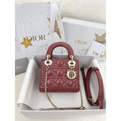 디올 Dior Mini Lady Dior Bag Rose red 17cm