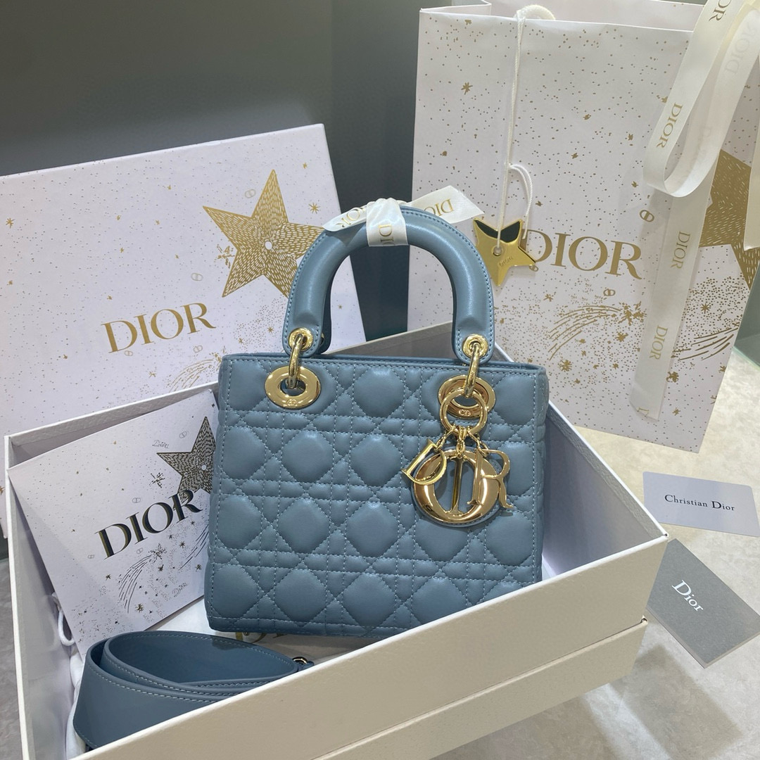 디올 Dior Small Lady Dior My ABCDior Bag Blue 20cm