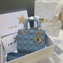 디올 Dior Small Lady Dior My ABCDior Bag Blue 20cm