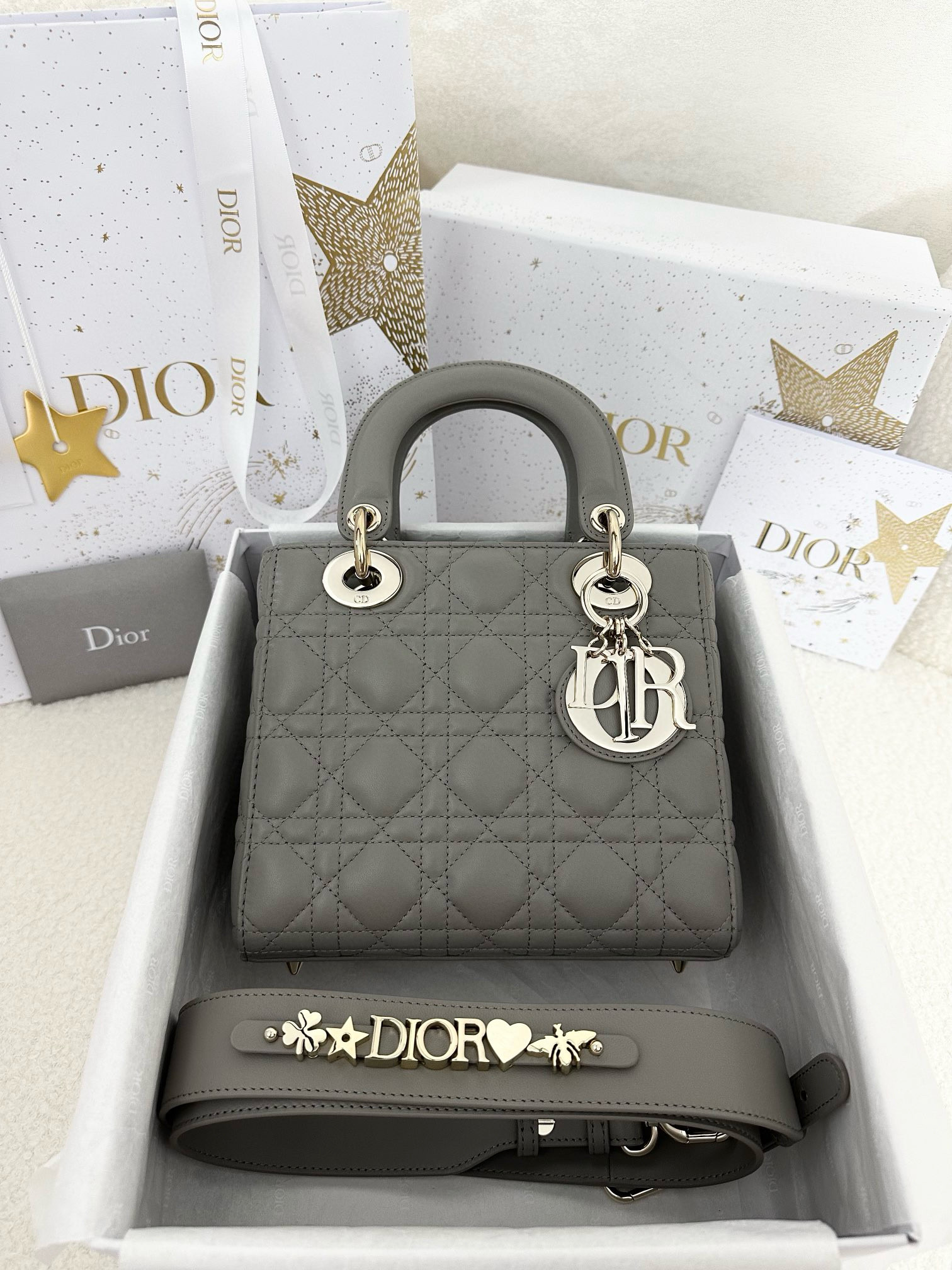 디올 Dior Small Lady Dior My ABCDior Bag grey 20cm