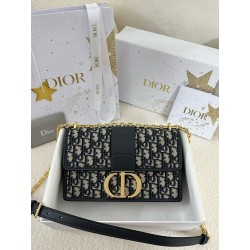 디올 Dior 30 Montaigne Chain Bag Oblique Jacquard Blue 25cm