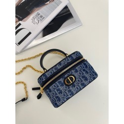 디올 Dior 30 Montaigne Mini Vanity Case Blue Denim 16.5cm