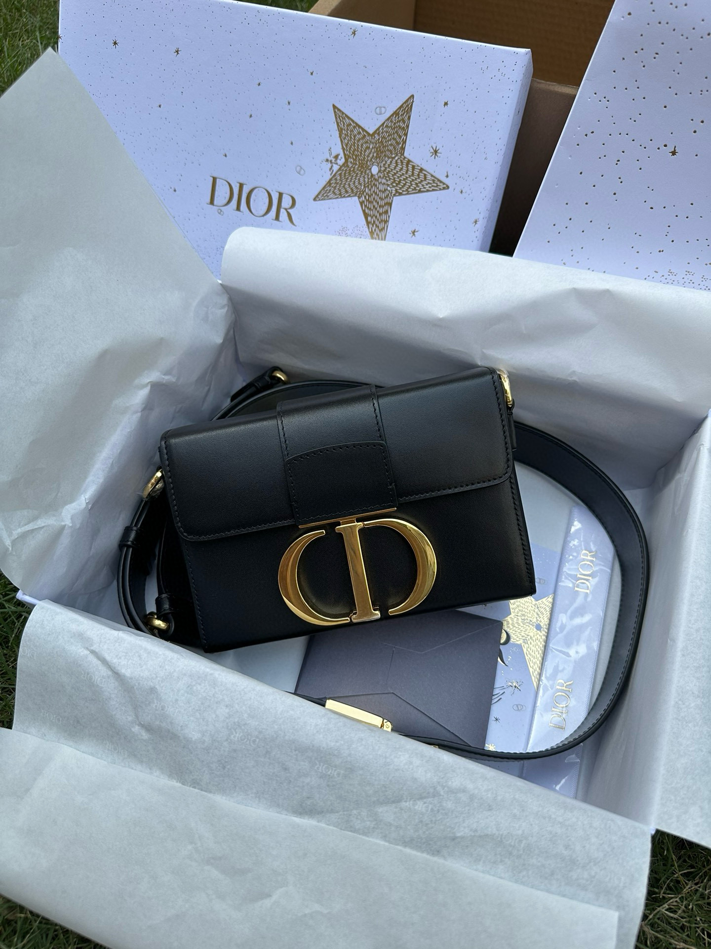 디올 Dior Mini 30 Montaigne Bag Black 17.5cm