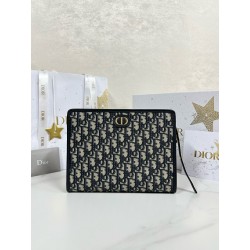디올 Dior 30 Montaigne Dea Pouch Oblique Jacquard Blue 26cm