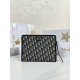 디올 Dior 30 Montaigne Dea Pouch Oblique Jacquard Blue 26cm
