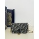 디올 Dior Medium Saddle Pouch with Chain Oblique Jacquard Blue 21.5cm