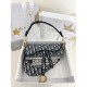 디올 Dior Saddle Bag Oblique Jacquard Blue 25.5cm