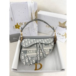 디올 Dior Saddle Bag Oblique Jacquard grey 25.5cm