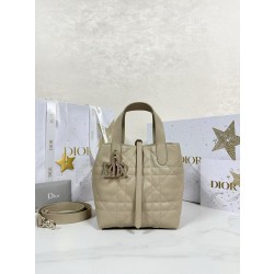 디올 Dior Small Dior Toujours Vertical Tote Bag Apricot 16cm