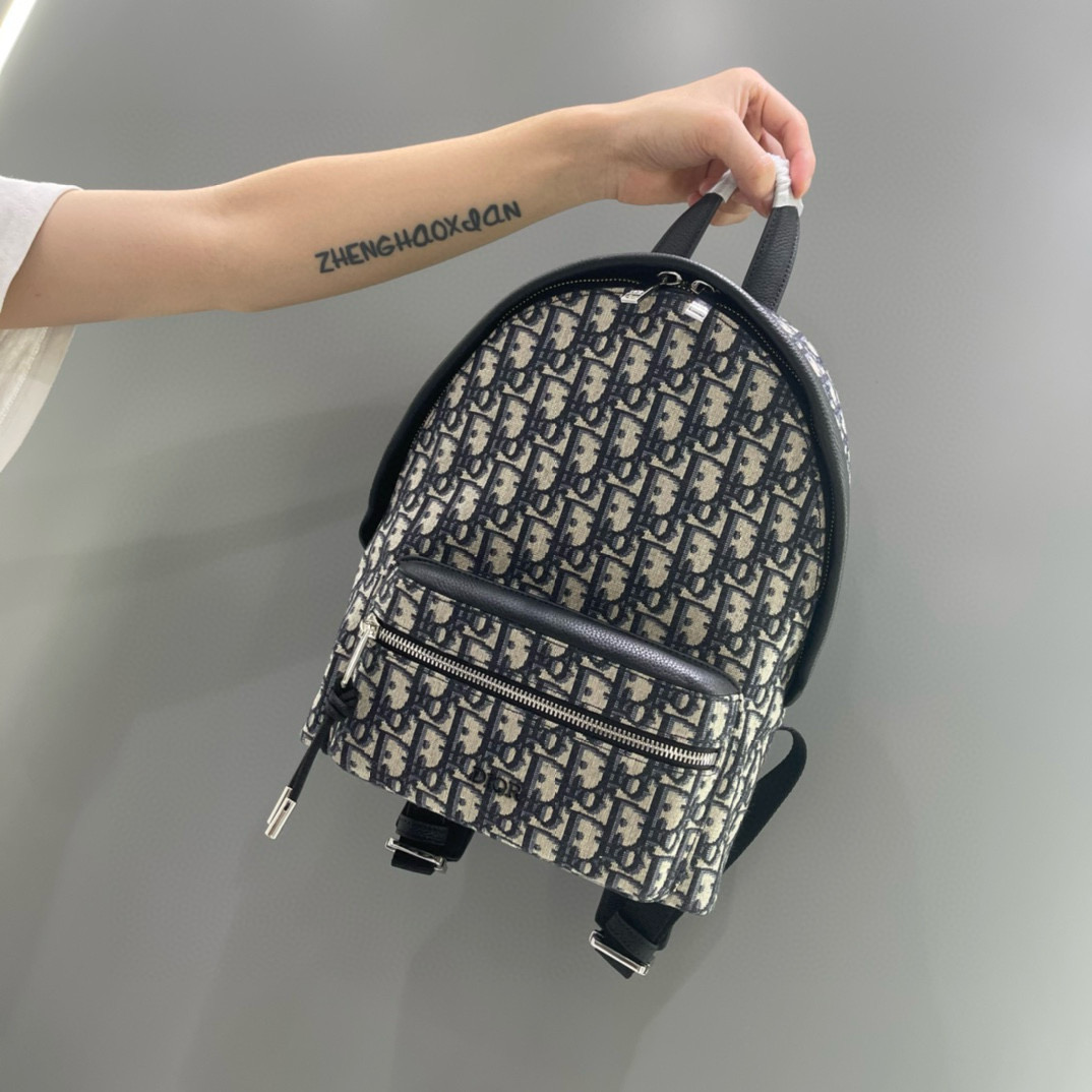 디올 Dior Travel Backpack Oblique Jacquard Blue 26cm