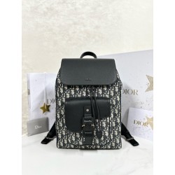 디올 Dior Saddle Backpack with Flap Beige and Black 26.5cm