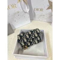 디올 Dior Saddle Bloom Card Holder Blue