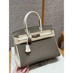 에르메스 Hermes Birkin 30cm Togo 18 Etoupe and 10 Craie/silver