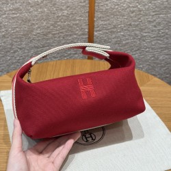 에르메스 Hermes Bride-a-Brac 21cm all- cotton Carmin/silver