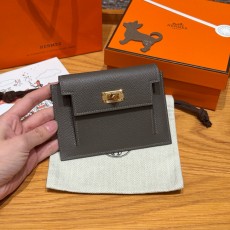 에르메스 Hermes Kelly pocket wallet 13cm Epsom 8F Gris Etain/gold