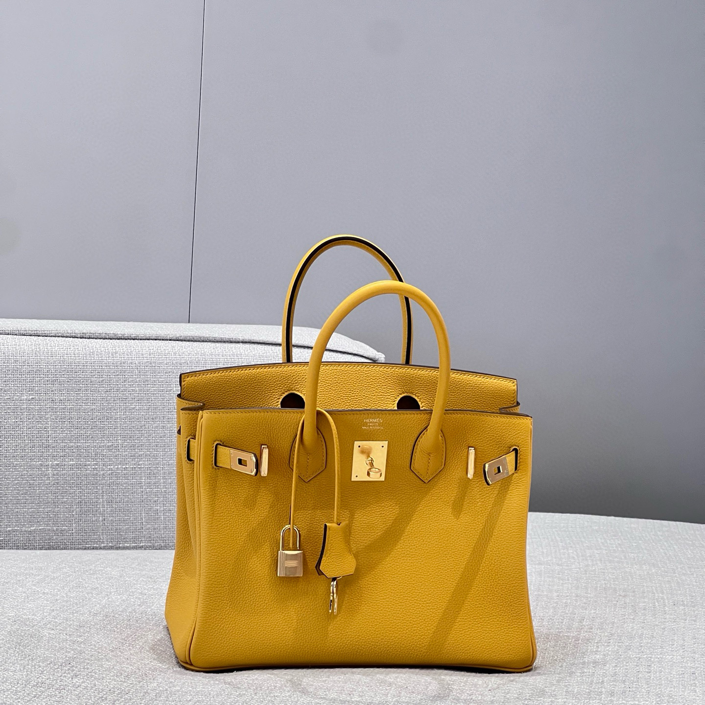 에르메스 Hermes Brikin 30cm Germany Leather 9D Jaune/gold