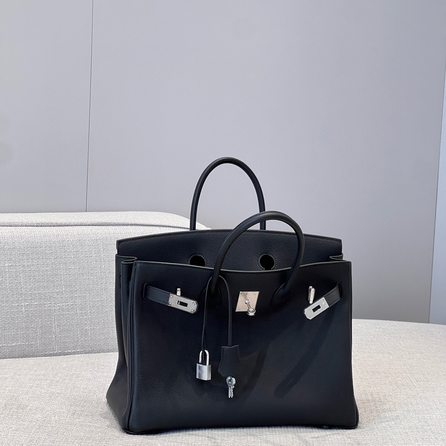 에르메스 Hermes Brikin 35cm Germany Leather 89 Noir/silver