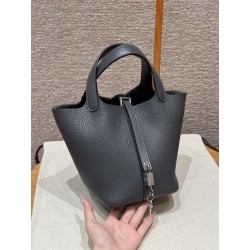 에르메스 Hermes Picotin lock 18cm clemence H0 Girs Misty/silver