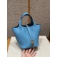 에르메스 Hermes Picotin lock 18cm clemence P3 Blue de Nord/gold