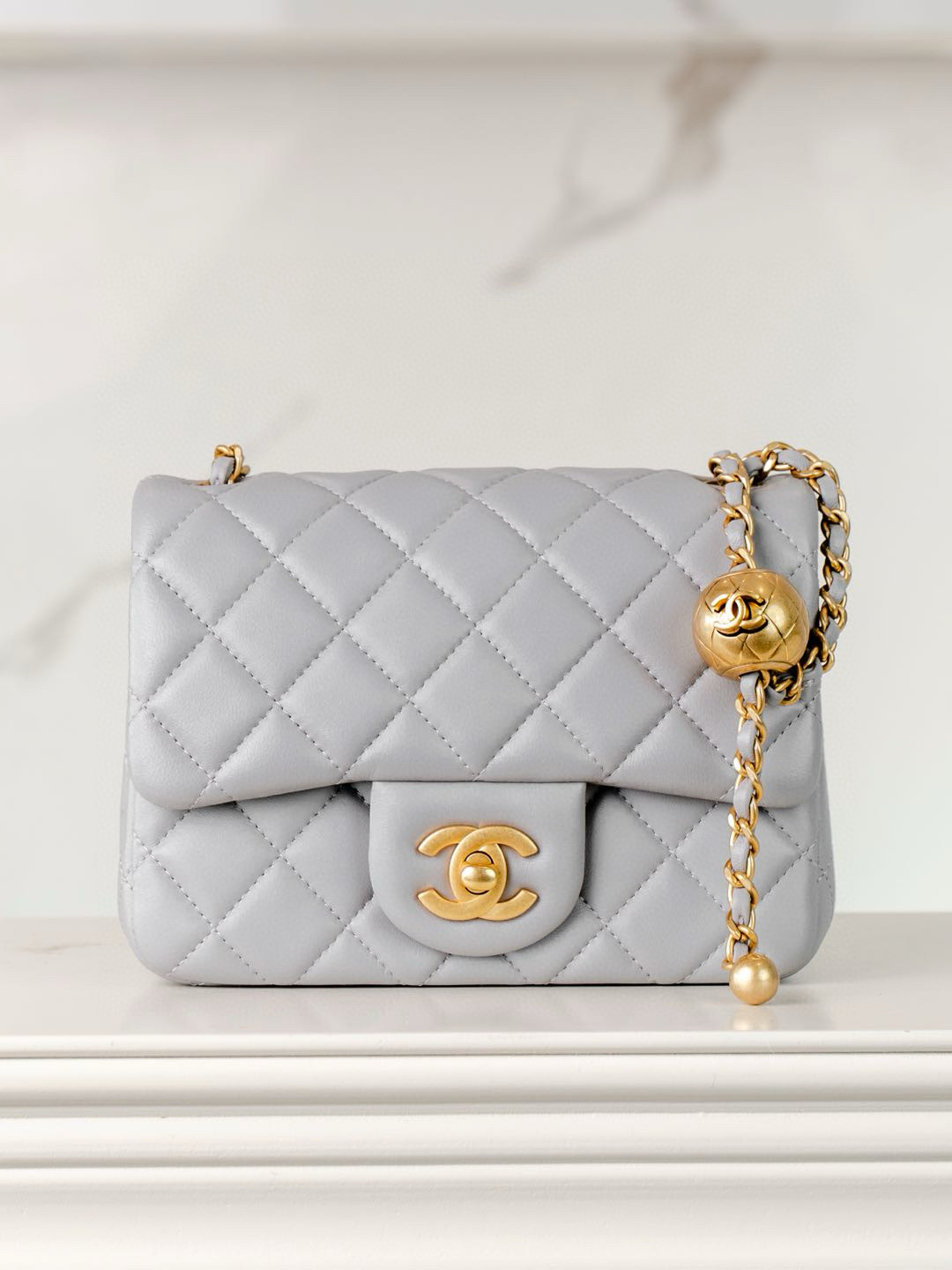 샤넬 Chanel Mini Flap Bag AS1786 Grayish blue 18cm