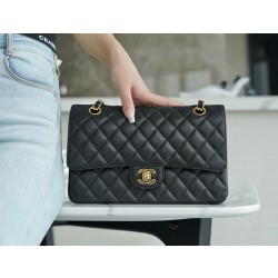 샤넬 Chanel Medium Classic Flap Bag A01112 Black gold 25cm
