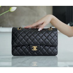 샤넬 Chanel Medium Classic Flap Bag A01112 Black gold 25cm