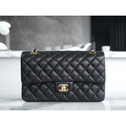 샤넬 Chanel Medium Classic Flap Bag A01112 Black gold 25cm