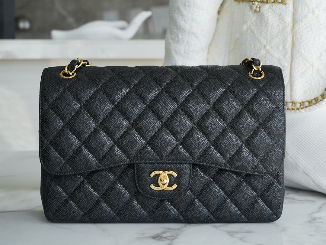 샤넬 Chanel Jumbo Classic Flap Bag A58600 Black gold 30cm