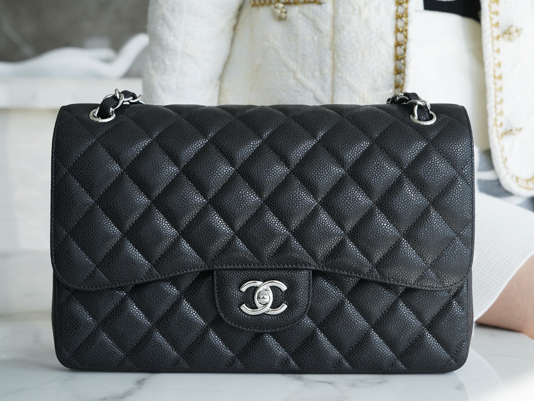 샤넬 Chanel Jumbo Classic Flap Bag A58600 Black silver 30cm
