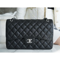 샤넬 Chanel Jumbo Classic Flap Bag A58600 Black silver 30cm