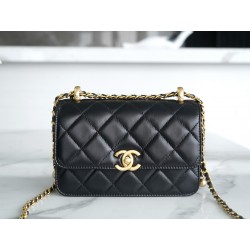 샤넬 Chanel 24c AS2615 Mini Flap Bag Black 19cm