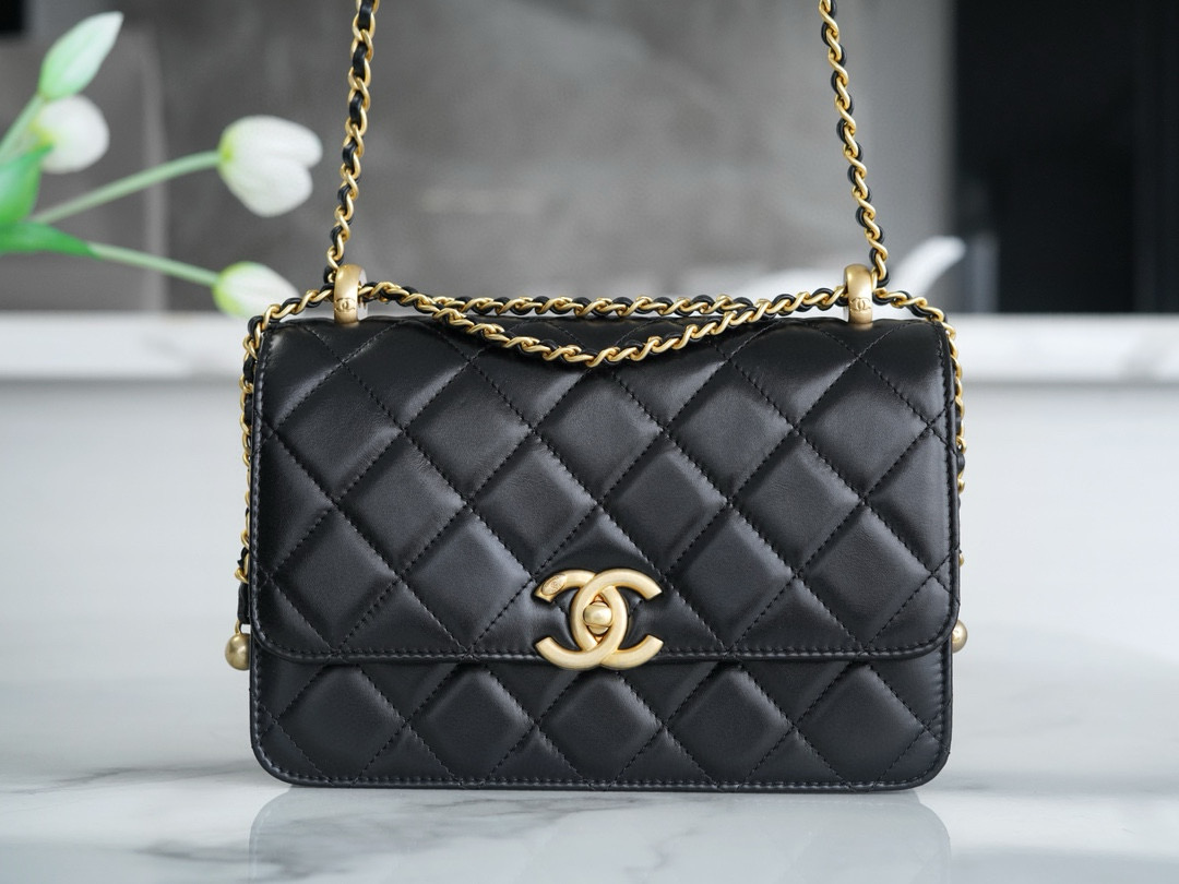 샤넬 Chanel 24c Flap Bag AS2649 Black 22cm