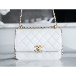 샤넬 Chanel 24c Flap Bag AS2649 White 22cm